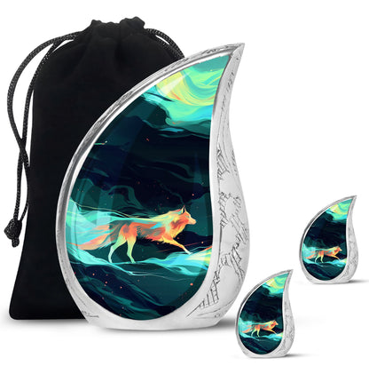 Colorful Personalized Wolf Cremation Urn for Mom - 10-inch, 200 cu in - Yatskia