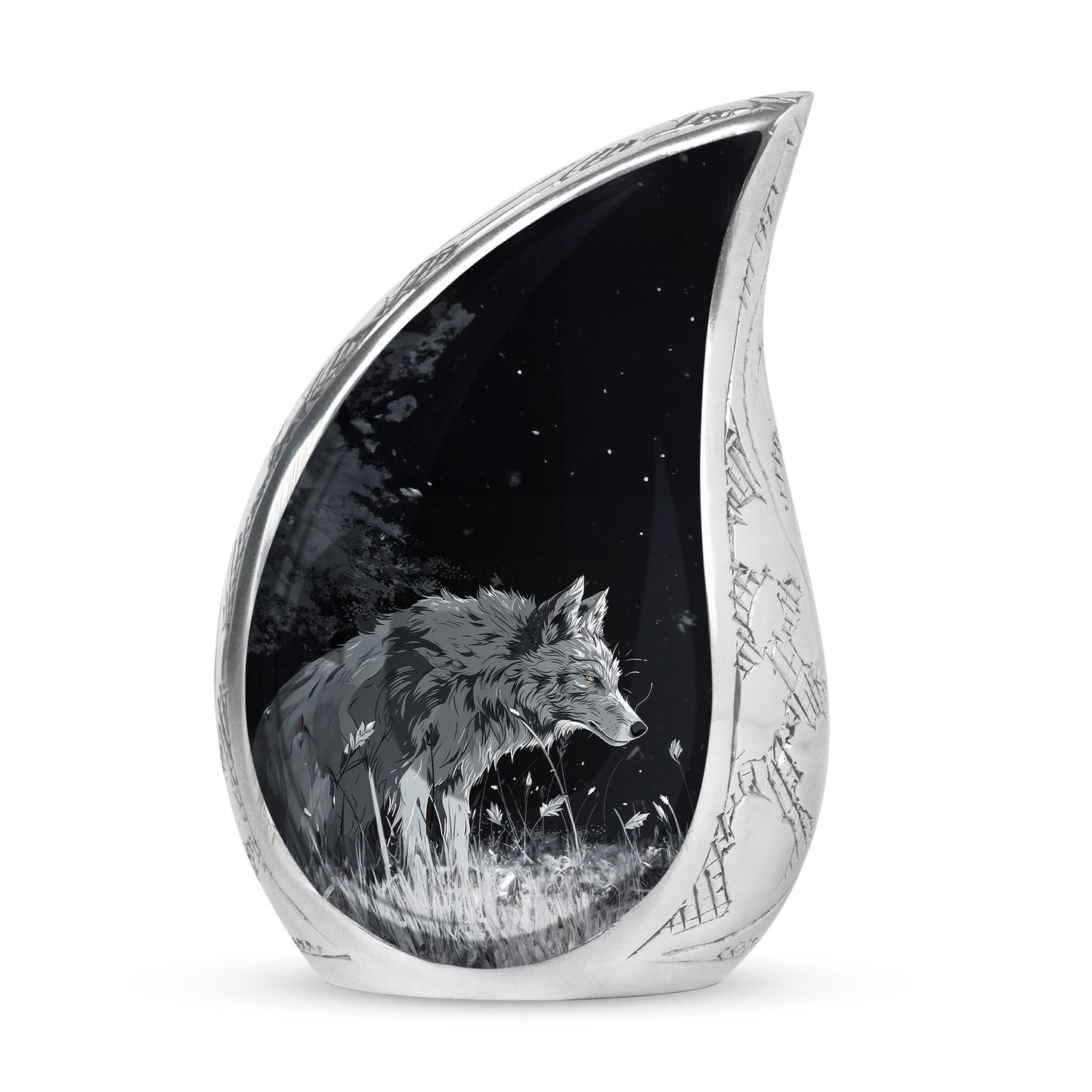 Personalized Wolf Cremation Urn for Men & Women - 10-inch, 200 cu in - Yatskia