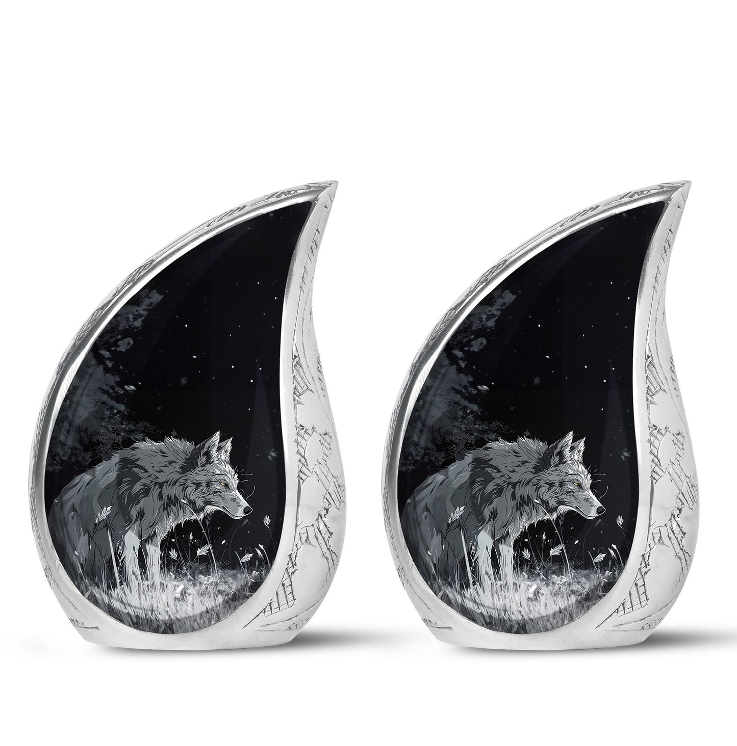 Personalized Wolf Cremation Urn for Men & Women - 10-inch, 200 cu in - Yatskia