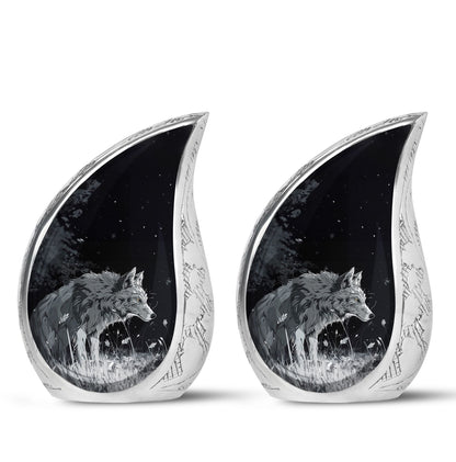 Personalized Wolf Cremation Urn for Men & Women - 10-inch, 200 cu in - Yatskia