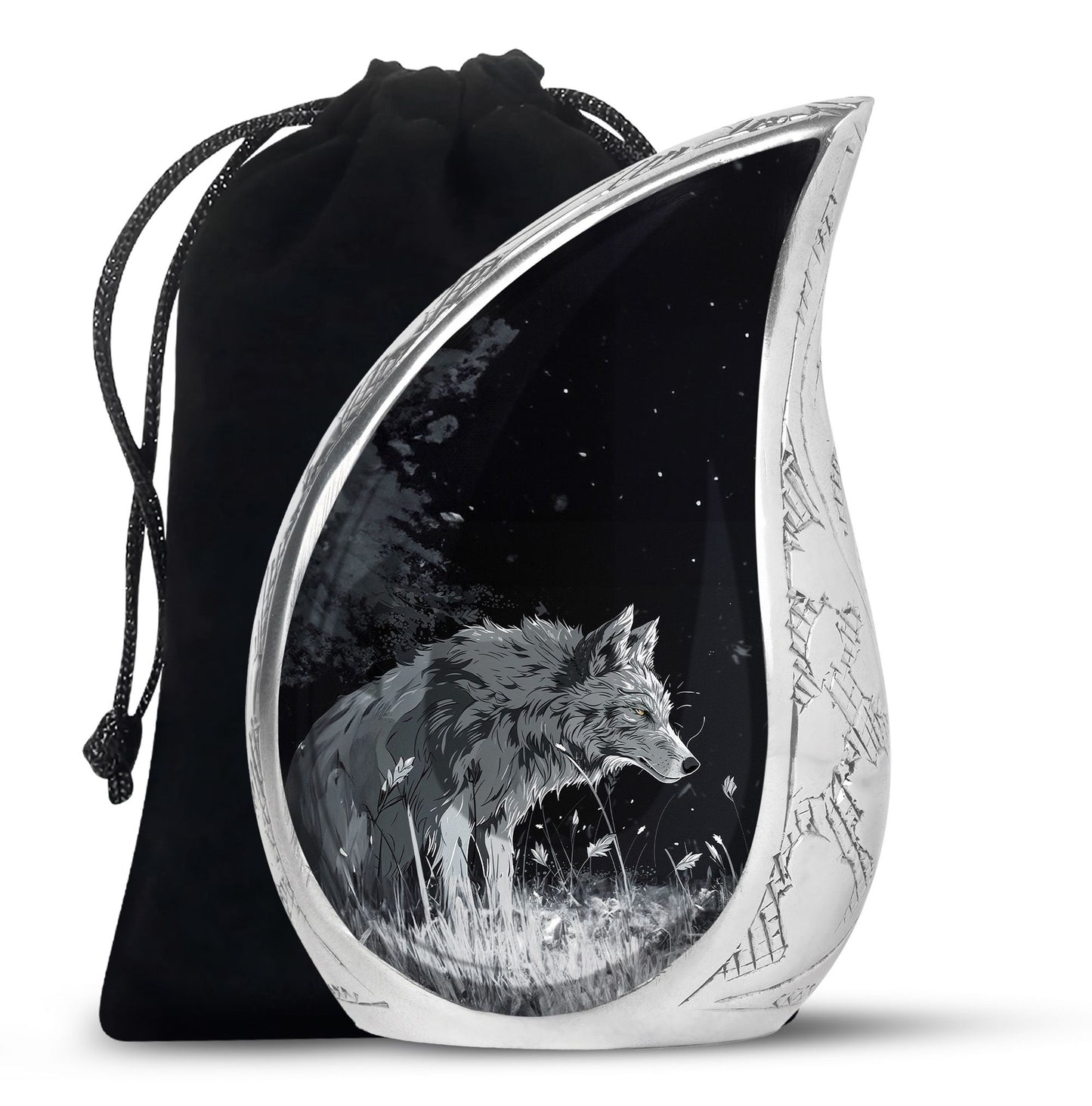 Personalized Wolf Cremation Urn for Men & Women - 10-inch, 200 cu in - Yatskia