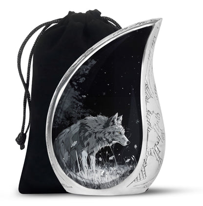 Personalized Wolf Cremation Urn for Men & Women - 10-inch, 200 cu in - Yatskia