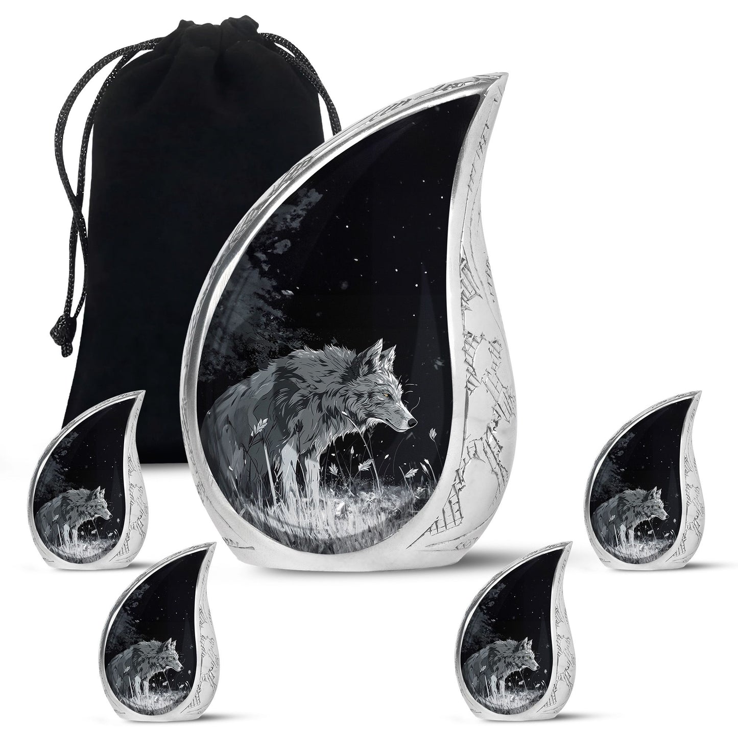 Personalized Wolf Cremation Urn for Men & Women - 10-inch, 200 cu in - Yatskia