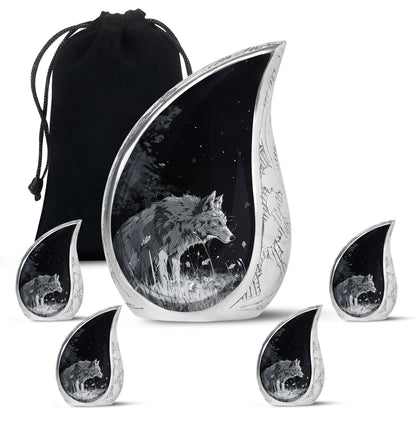 Personalized Wolf Cremation Urn for Men & Women - 10-inch, 200 cu in - Yatskia
