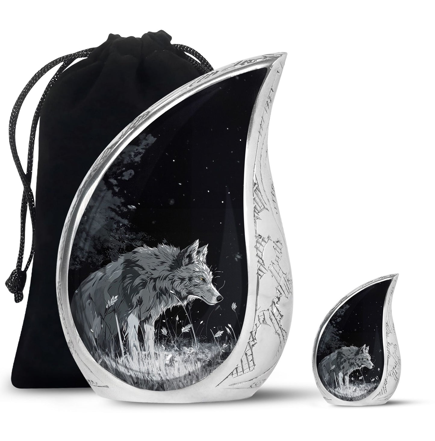 Personalized Wolf Cremation Urn for Men & Women - 10-inch, 200 cu in - Yatskia