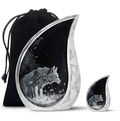 Personalized Wolf Cremation Urn for Men & Women - 10-inch, 200 cu in - Yatskia