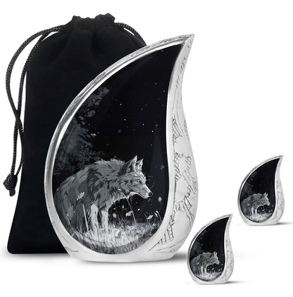 Personalized Wolf Cremation Urn for Men & Women - 10-inch, 200 cu in - Yatskia
