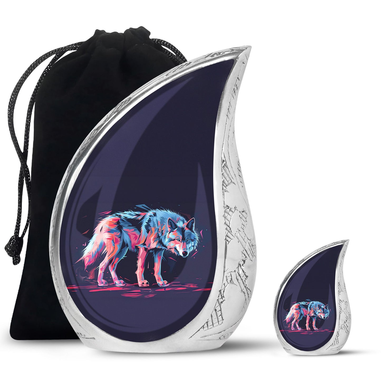 Personalized Wolf Cremation Urn for Mom - 10-inch, 200 cu in - Yatskia