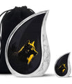 Black and Gold Wolf Urn for Human Ashes - Urn for Adult Mom and Dad