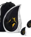 Black and Gold Wolf Urn for Human Ashes - Urn for Adult Mom and Dad