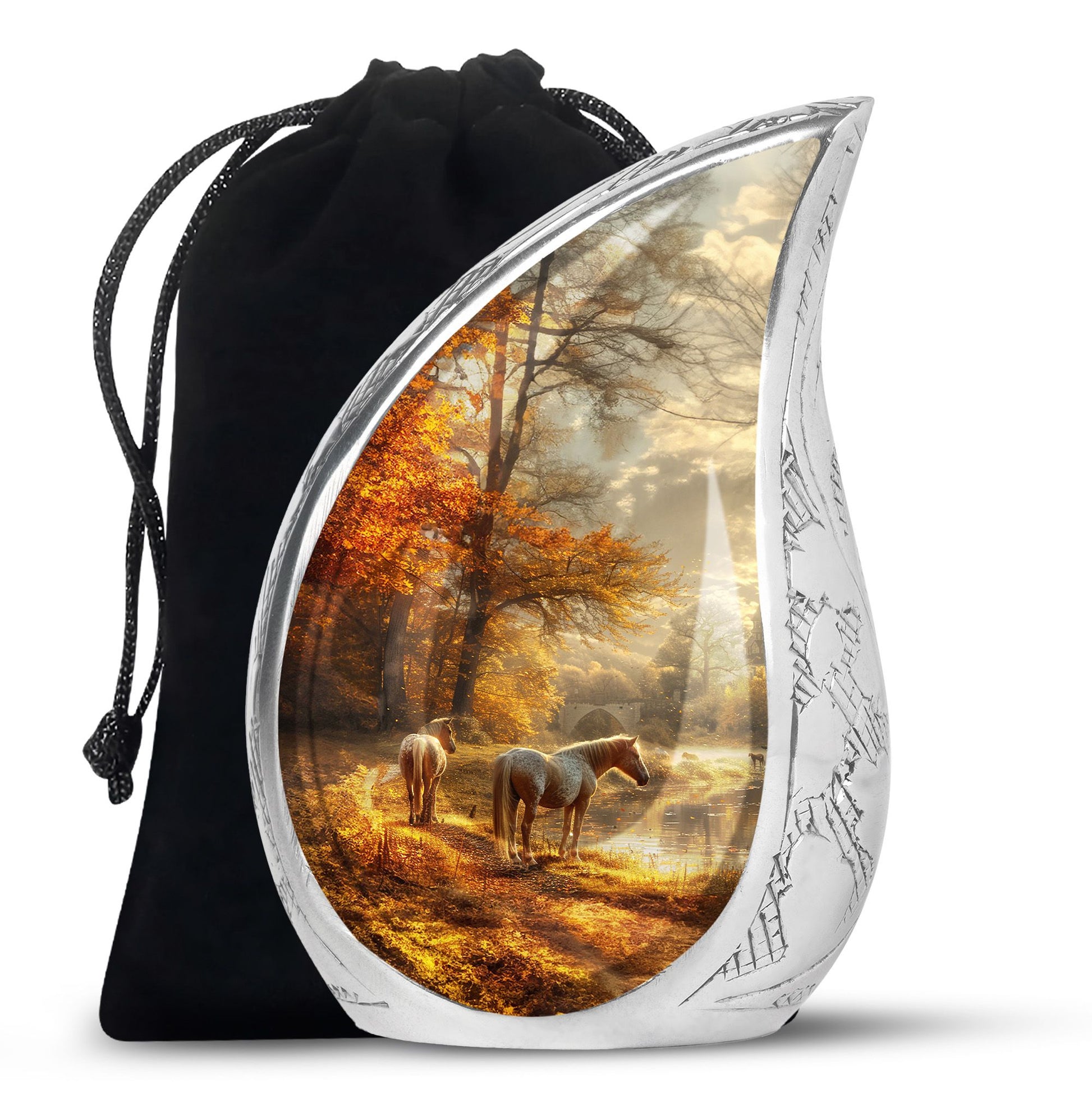 Horse Meadow Cremation Urn for Human Ashes - Memorial Urn for Mom and Dad