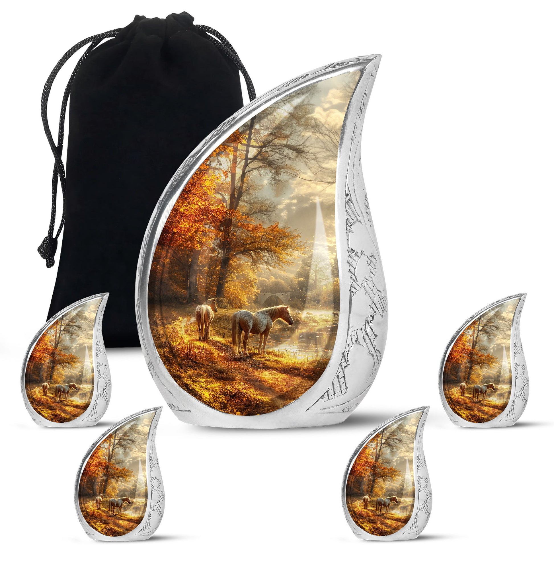 Horse Meadow Cremation Urn for Human Ashes - Memorial Urn for Mom and Dad