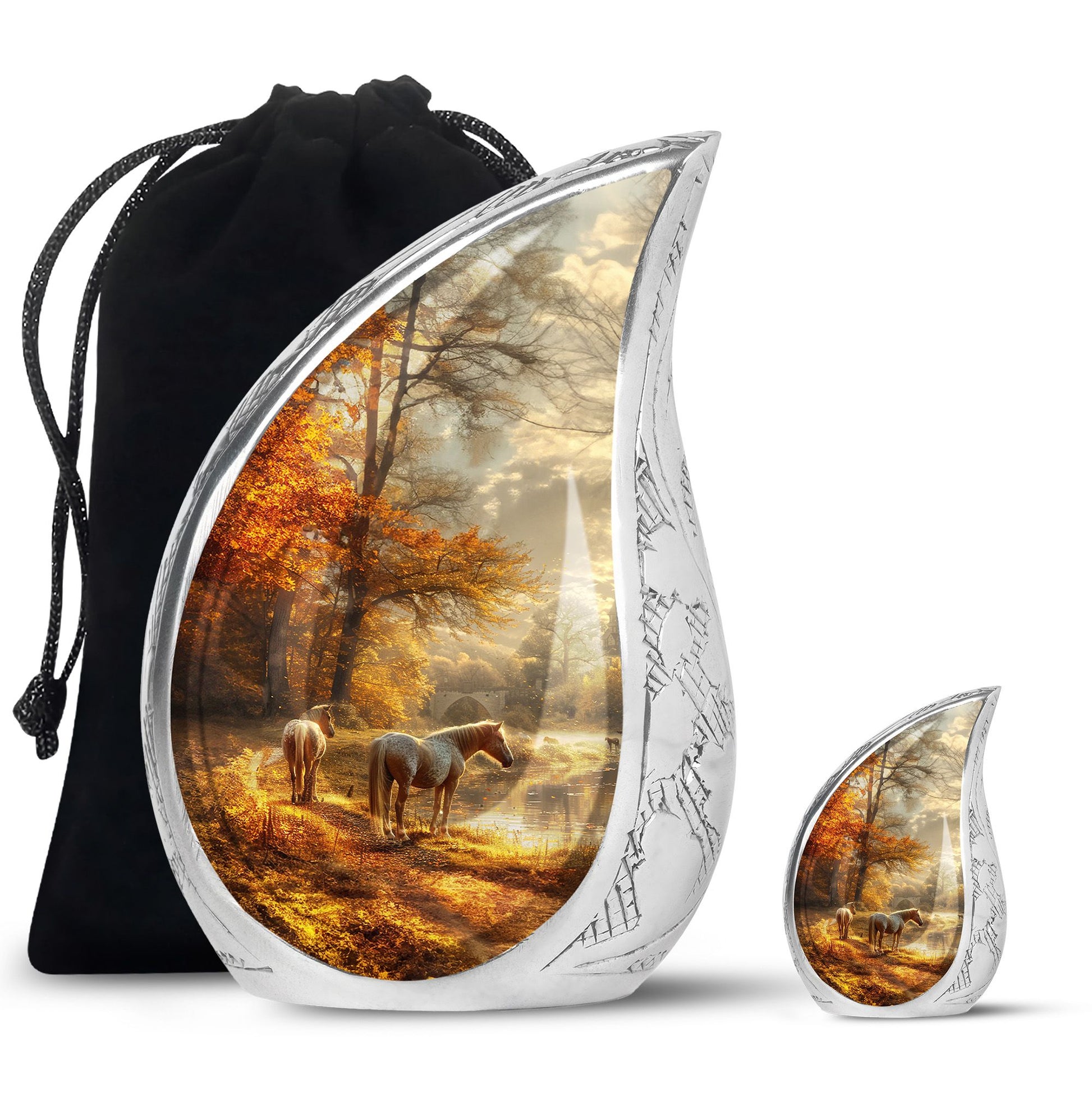 Horse Meadow Cremation Urn for Human Ashes - Memorial Urn for Mom and Dad