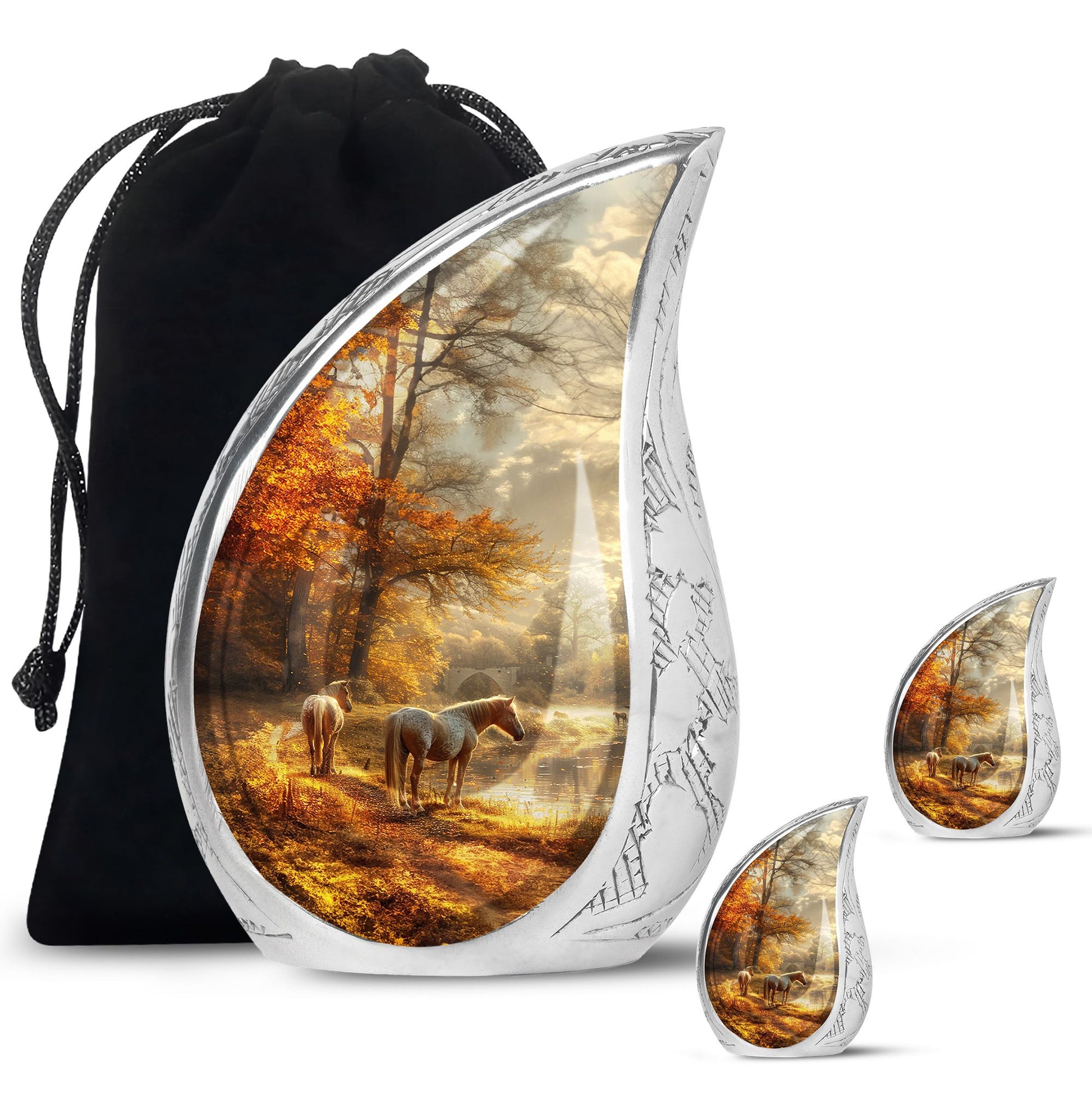 Horse Meadow Cremation Urn for Human Ashes - Memorial Urn for Mom and Dad