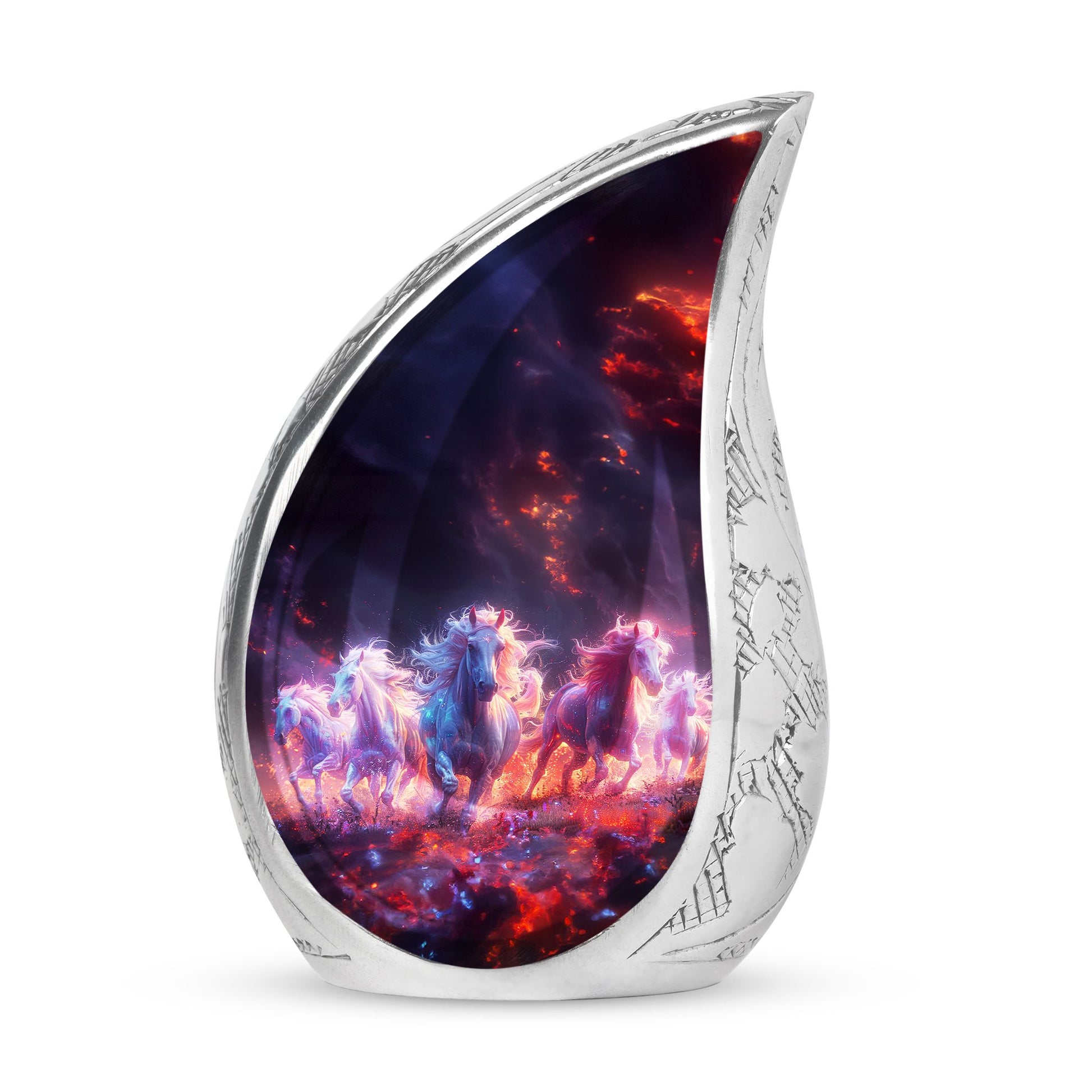 Galloping Horses Cremation Urn for Human Ashes - Urn Keepsake Set