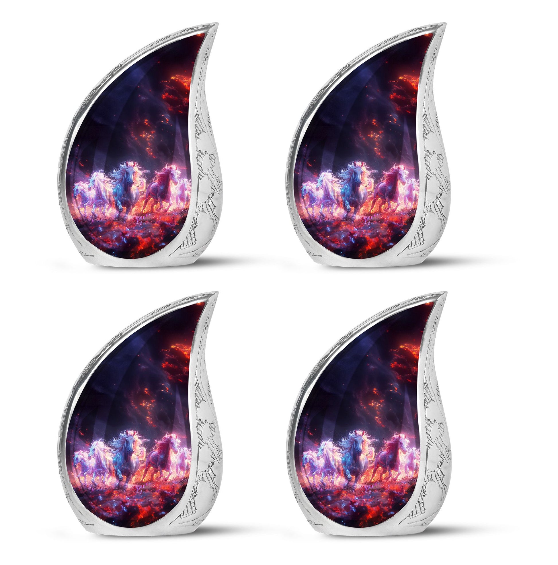 Galloping Horses Cremation Urn for Human Ashes - Urn Keepsake Set