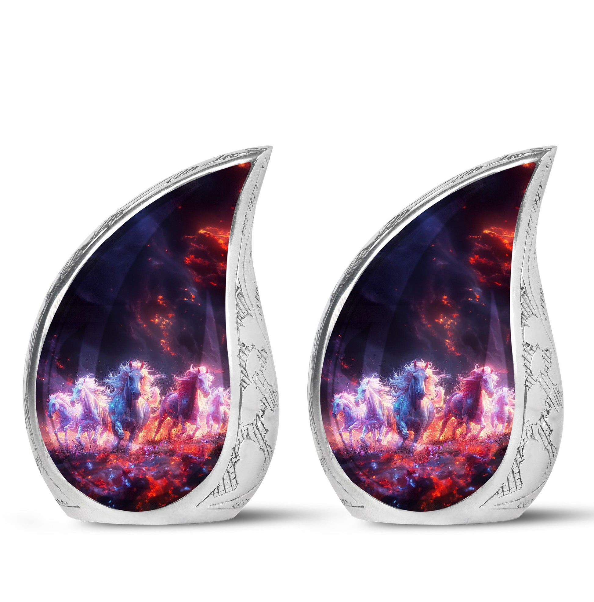 Galloping Horses Cremation Urn for Human Ashes - Urn Keepsake Set