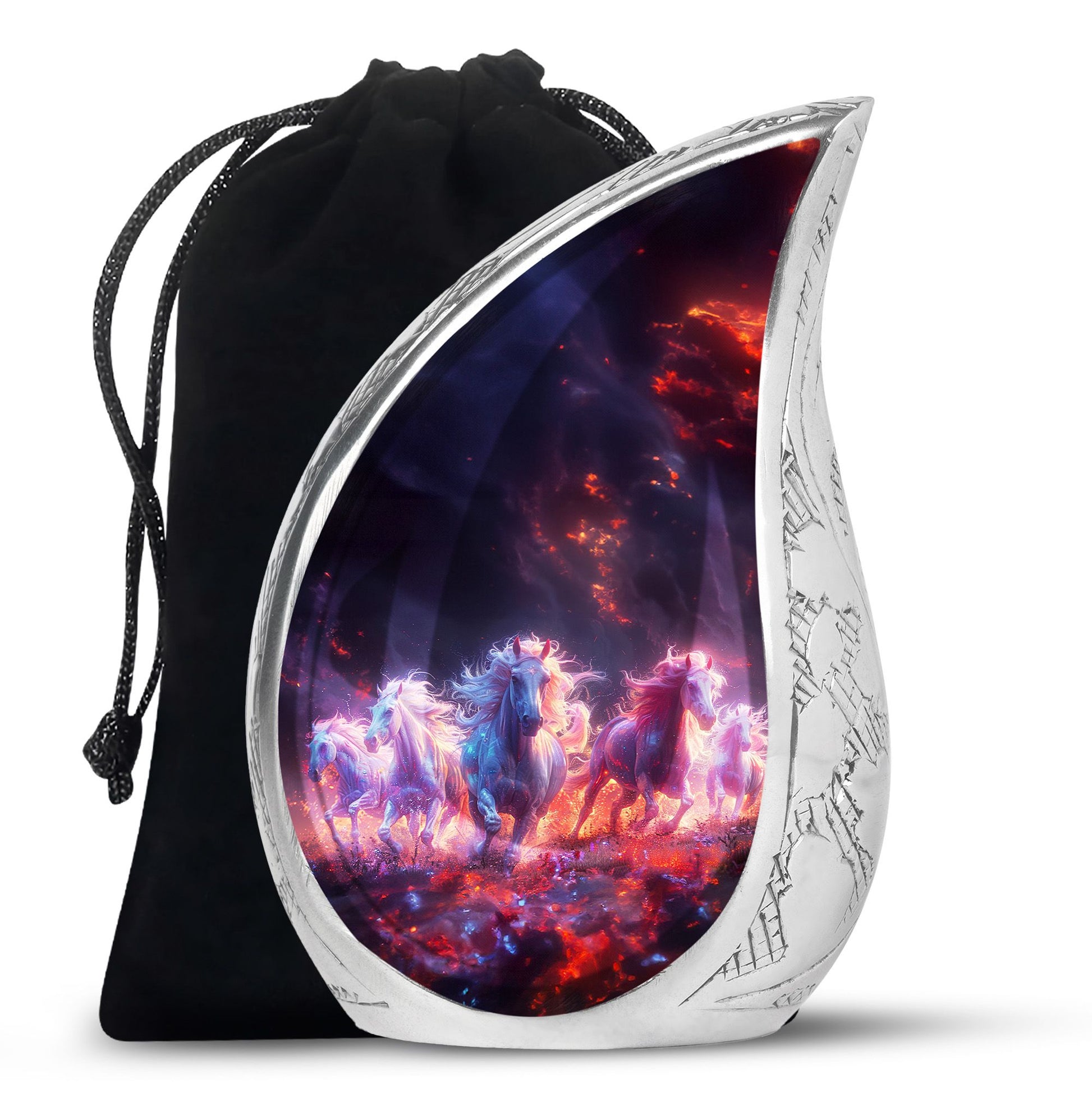 Galloping Horses Cremation Urn for Human Ashes - Urn Keepsake Set