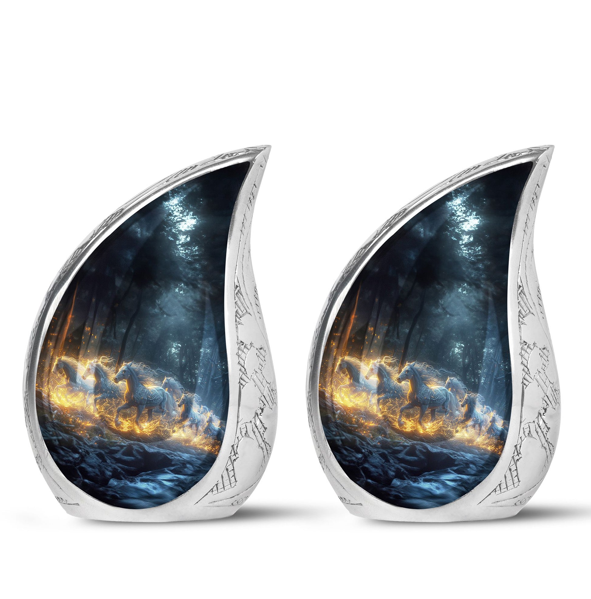 Galloping Horses Cremation Urn For Human Ashes - Urns For Adult Male