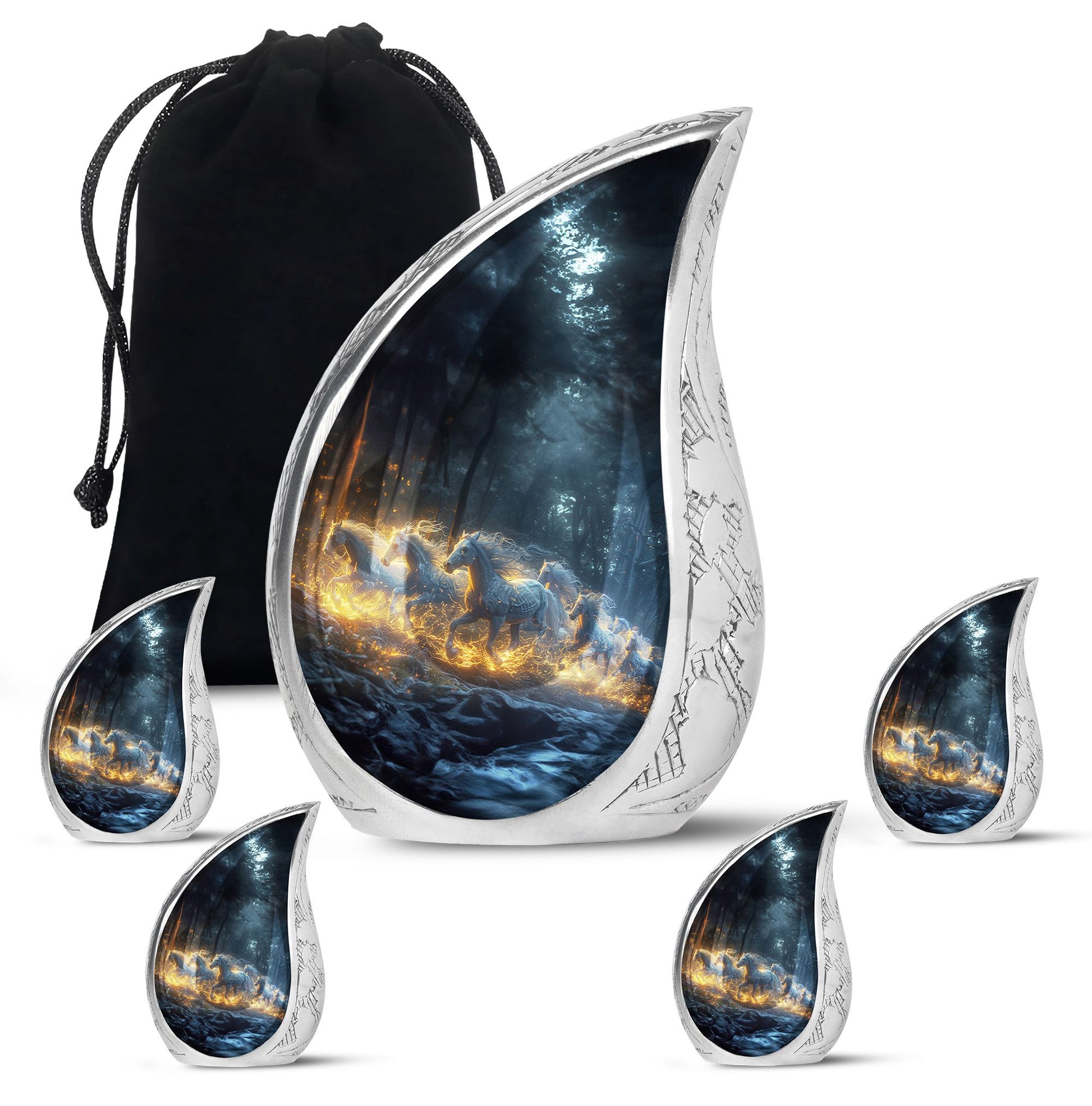 Galloping Horses Cremation Urn For Human Ashes - Urns For Adult Male