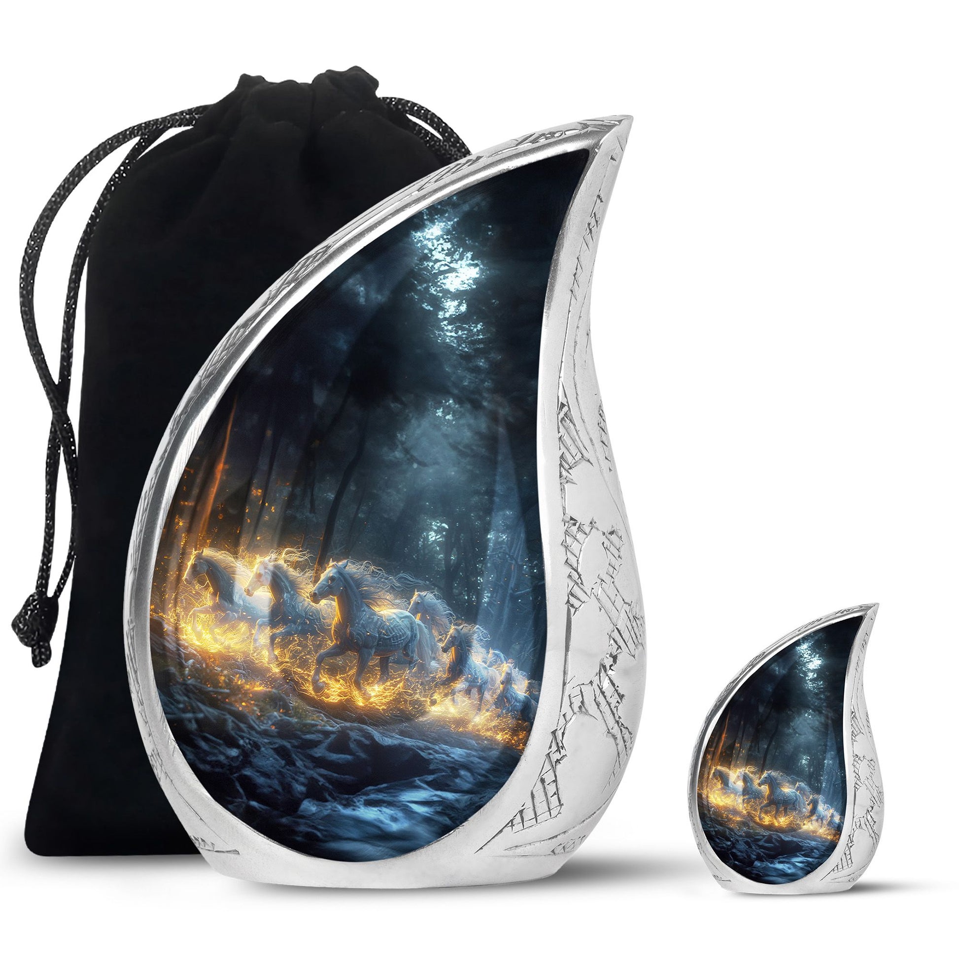 Galloping Horses Cremation Urn For Human Ashes - Urns For Adult Male