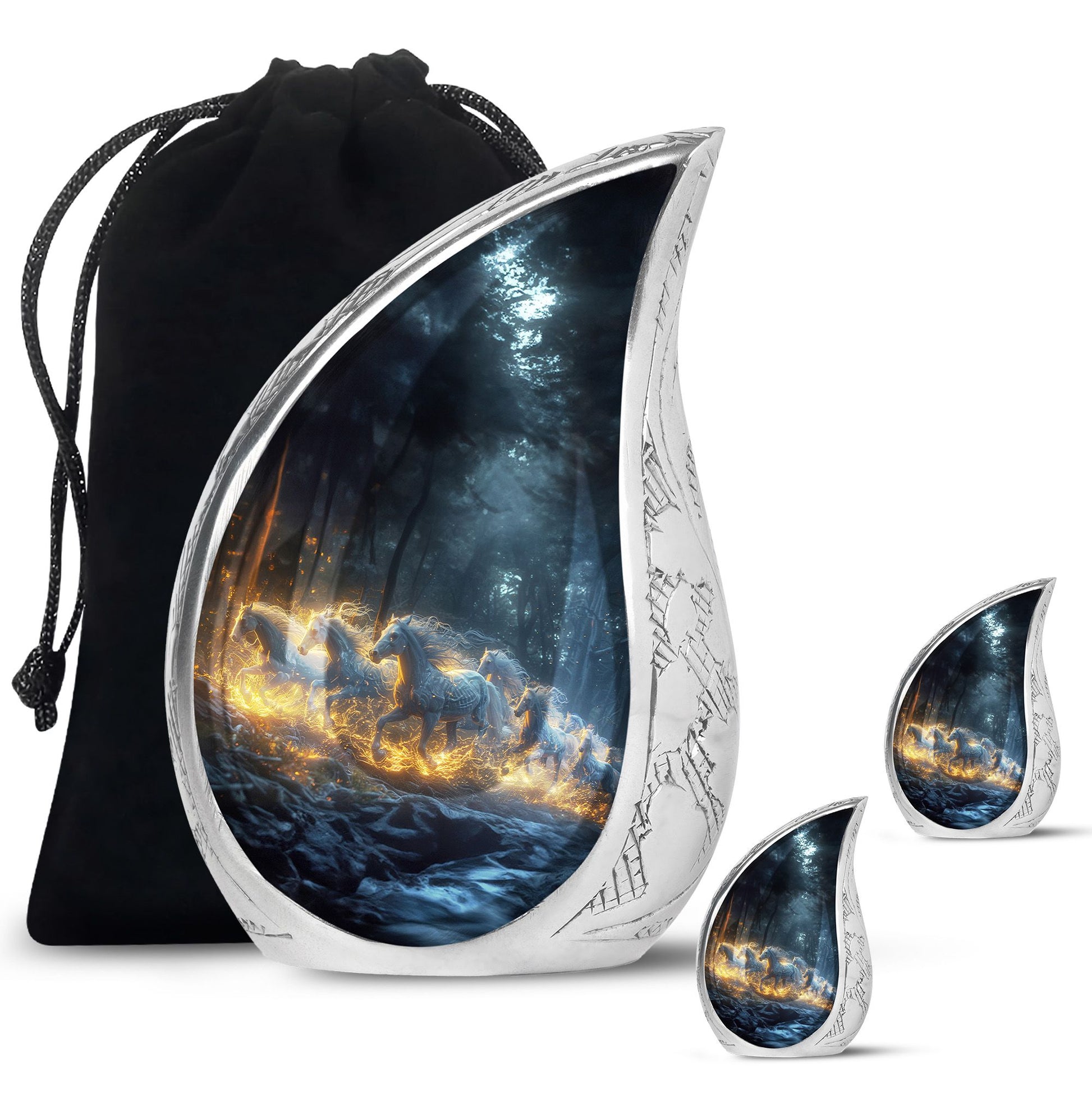 Galloping Horses Cremation Urn For Human Ashes - Urns For Adult Male