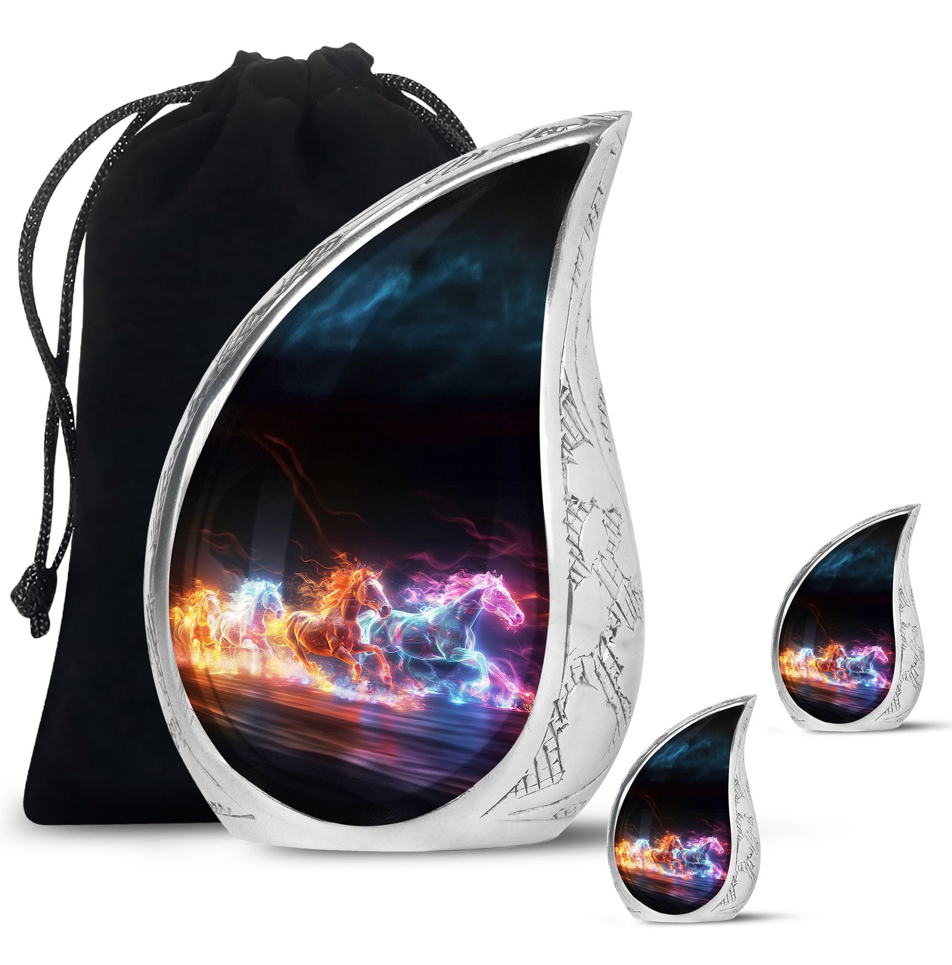 Running Horses Cremation Urns For Human Ashes - Burial Urns For Adult