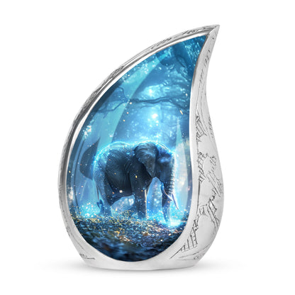 Blue Personalized Elephant Cremation Urn for Men & Women - 10-inch, 200 cu in - Yatskia