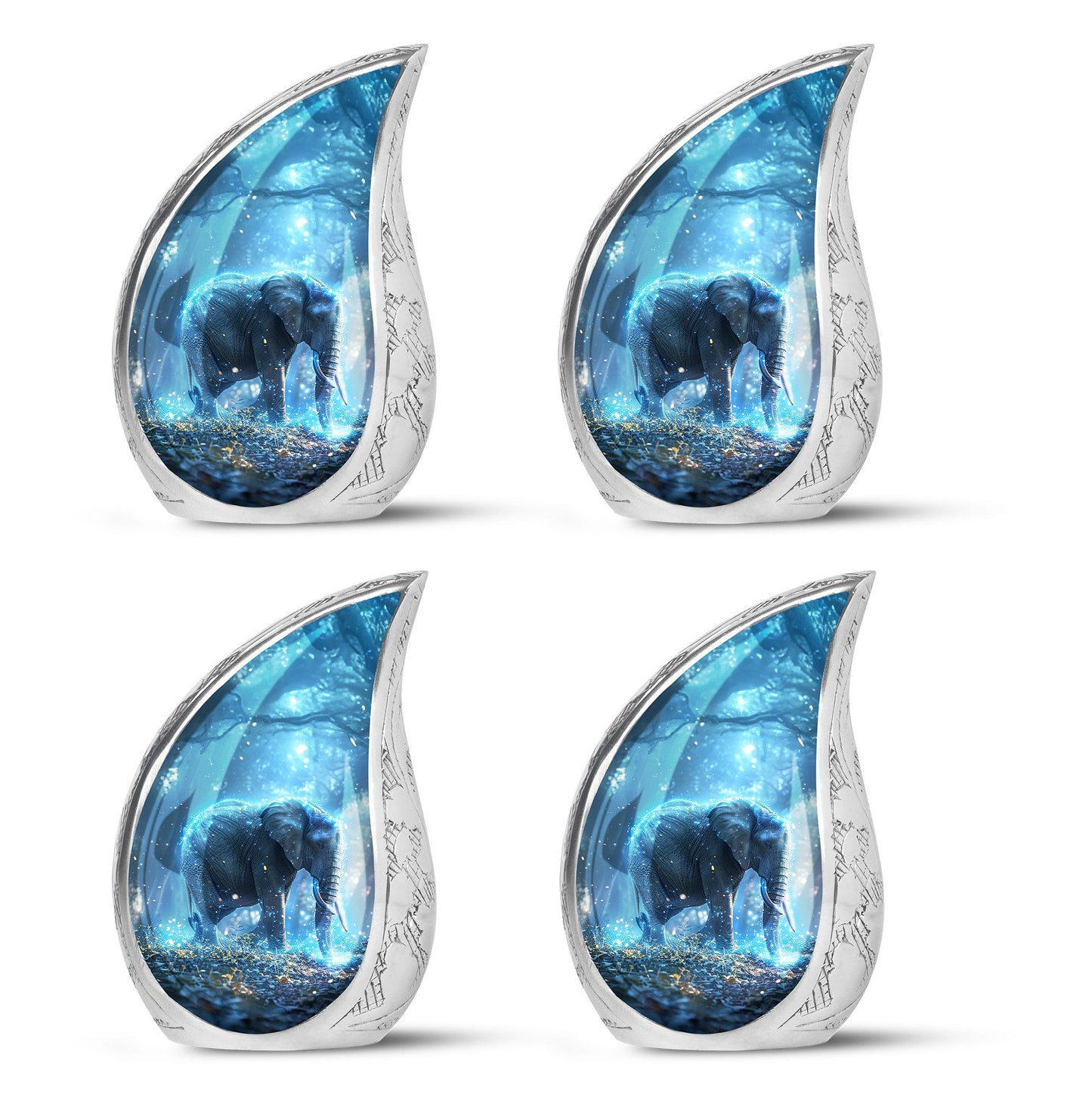 Blue Personalized Elephant Cremation Urn for Men & Women - 10-inch, 200 cu in - Yatskia