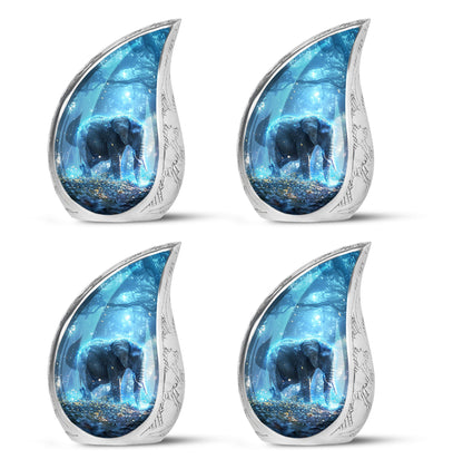 Blue Personalized Elephant Cremation Urn for Men & Women - 10-inch, 200 cu in - Yatskia