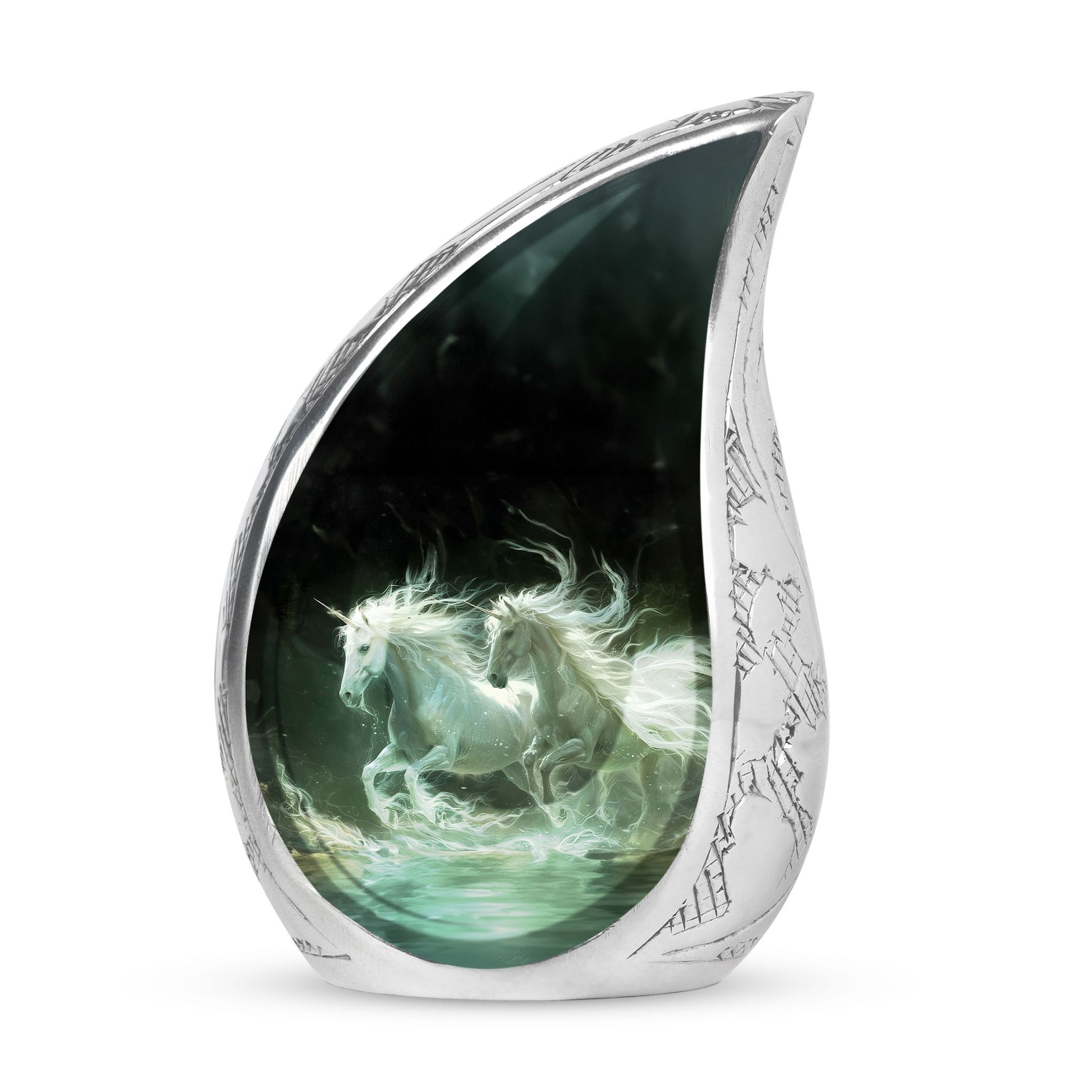 White Unicorn Black Urn - Cremation Urns For Adult Ashes Women