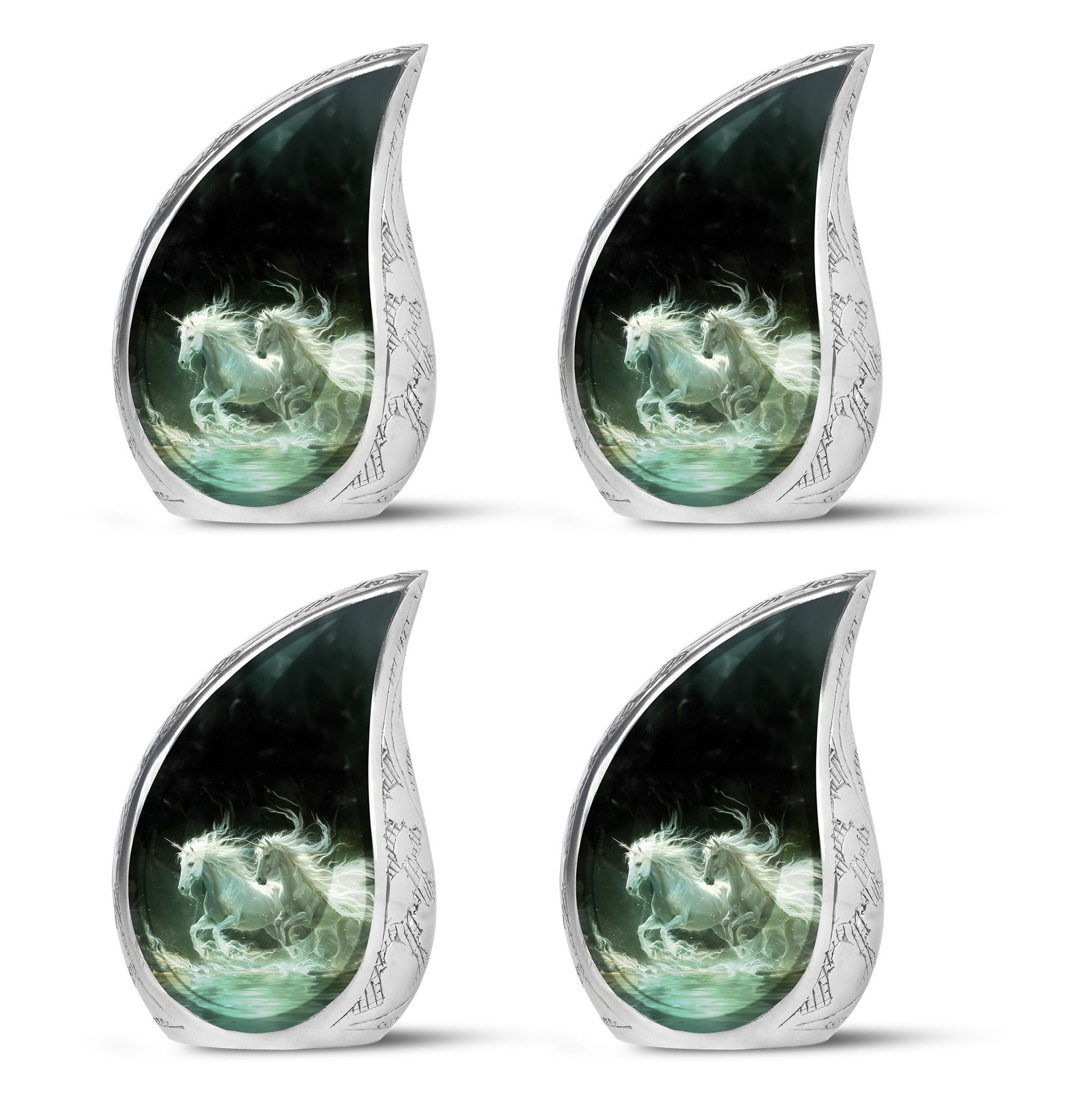 White Unicorn Black Urn - Cremation Urns For Adult Ashes Women