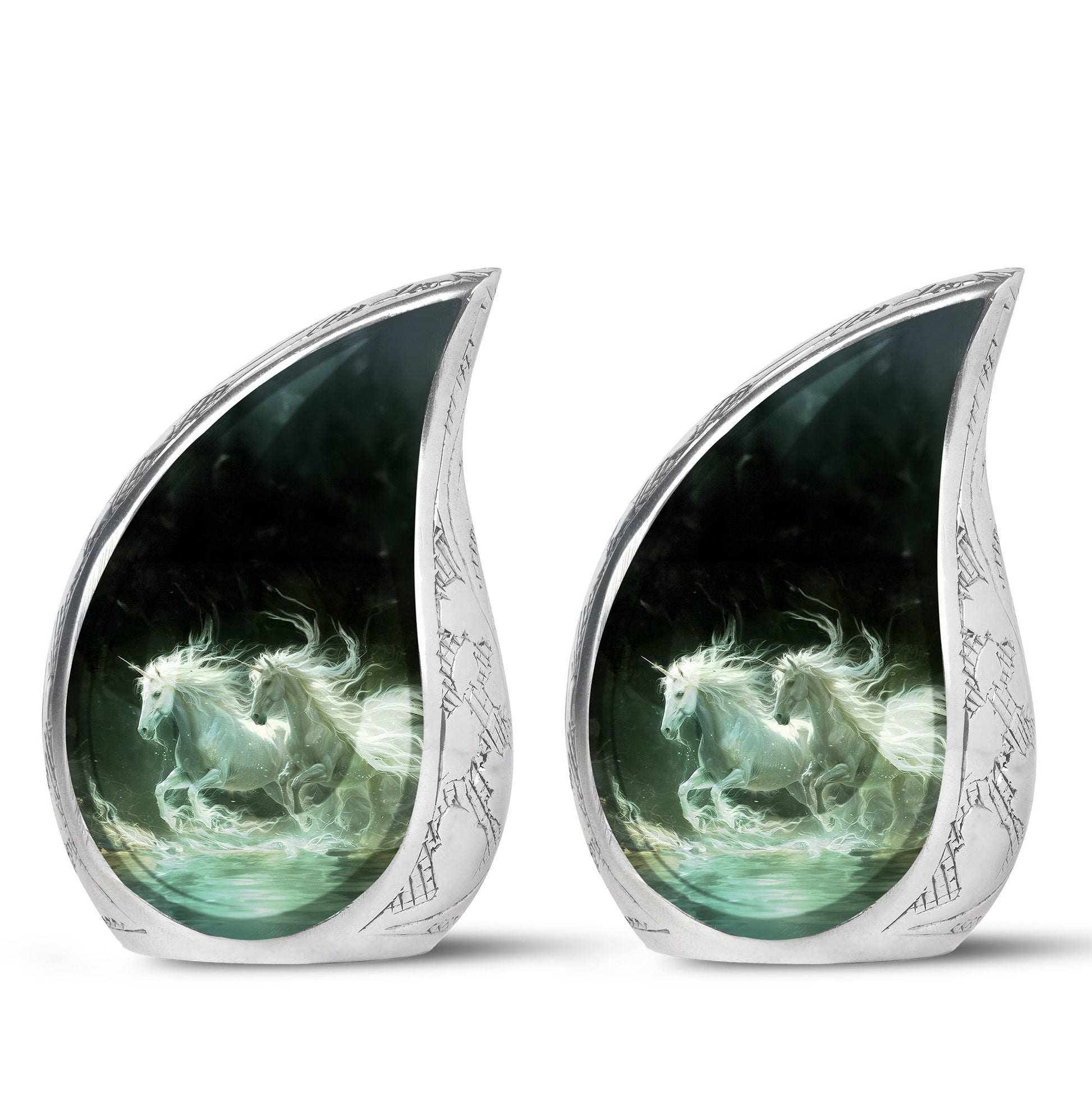 White Unicorn Black Urn - Cremation Urns For Adult Ashes Women