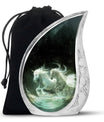 White Unicorn Black Urn - Cremation Urns For Adult Ashes Women