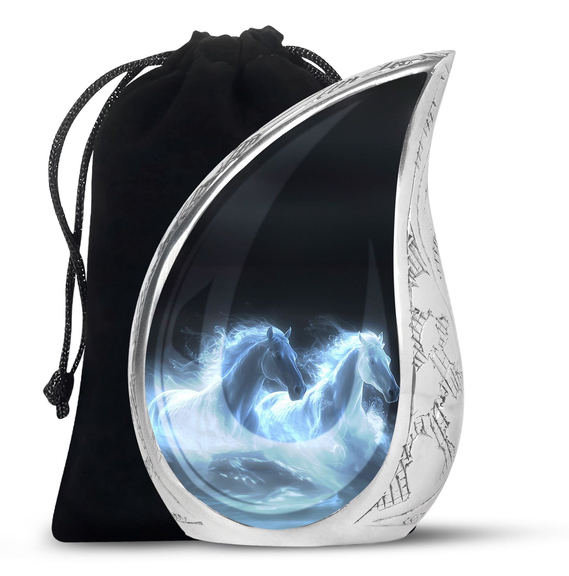 White Horse Cremation Urn - Adult Urns For Human Ashes Women