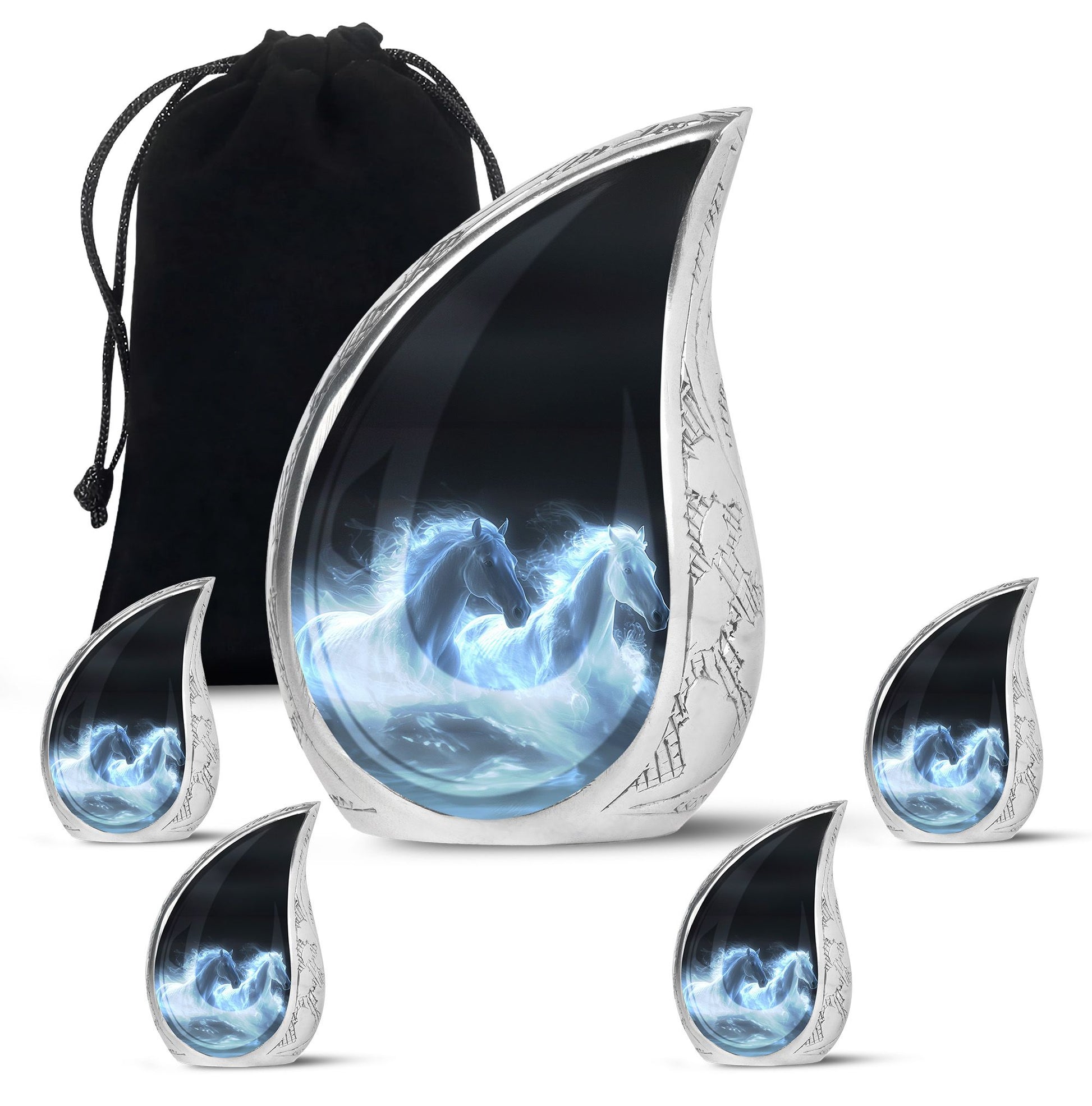 White Horse Cremation Urn - Adult Urns For Human Ashes Women