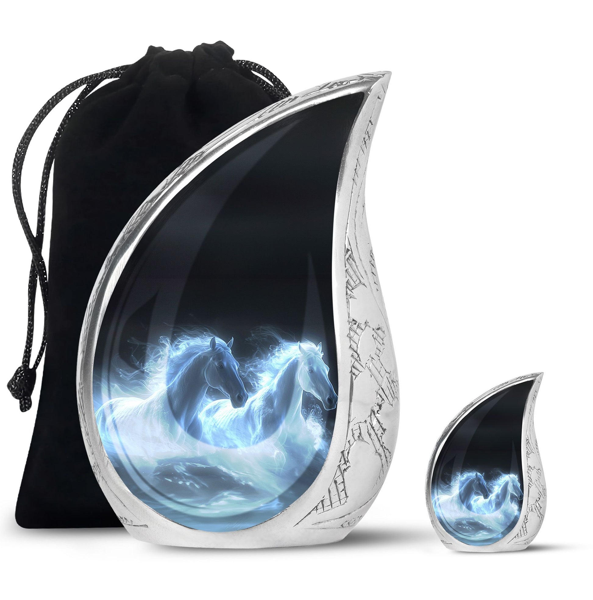 White Horse Cremation Urn - Adult Urns For Human Ashes Women