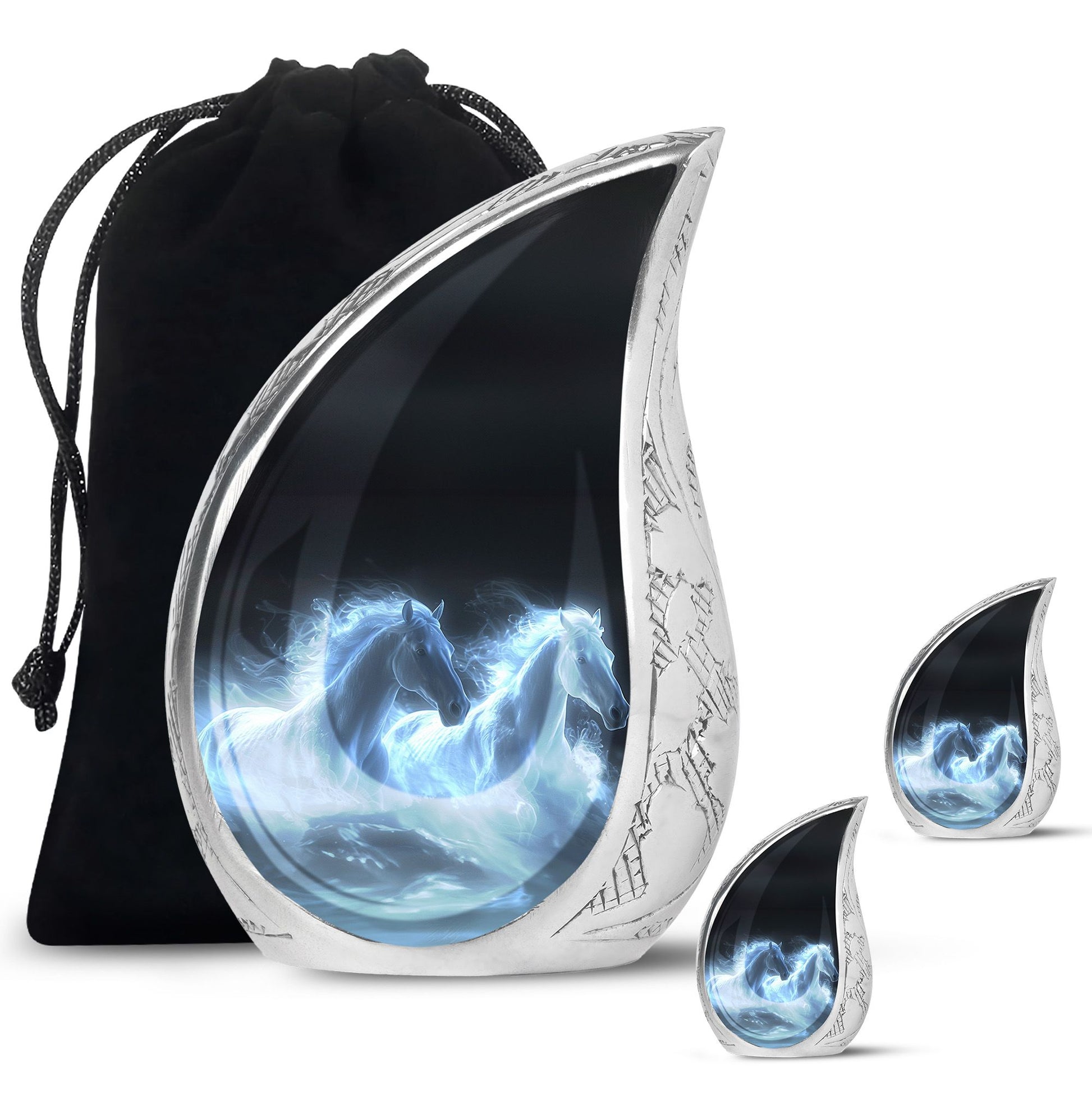 White Horse Cremation Urn - Adult Urns For Human Ashes Women