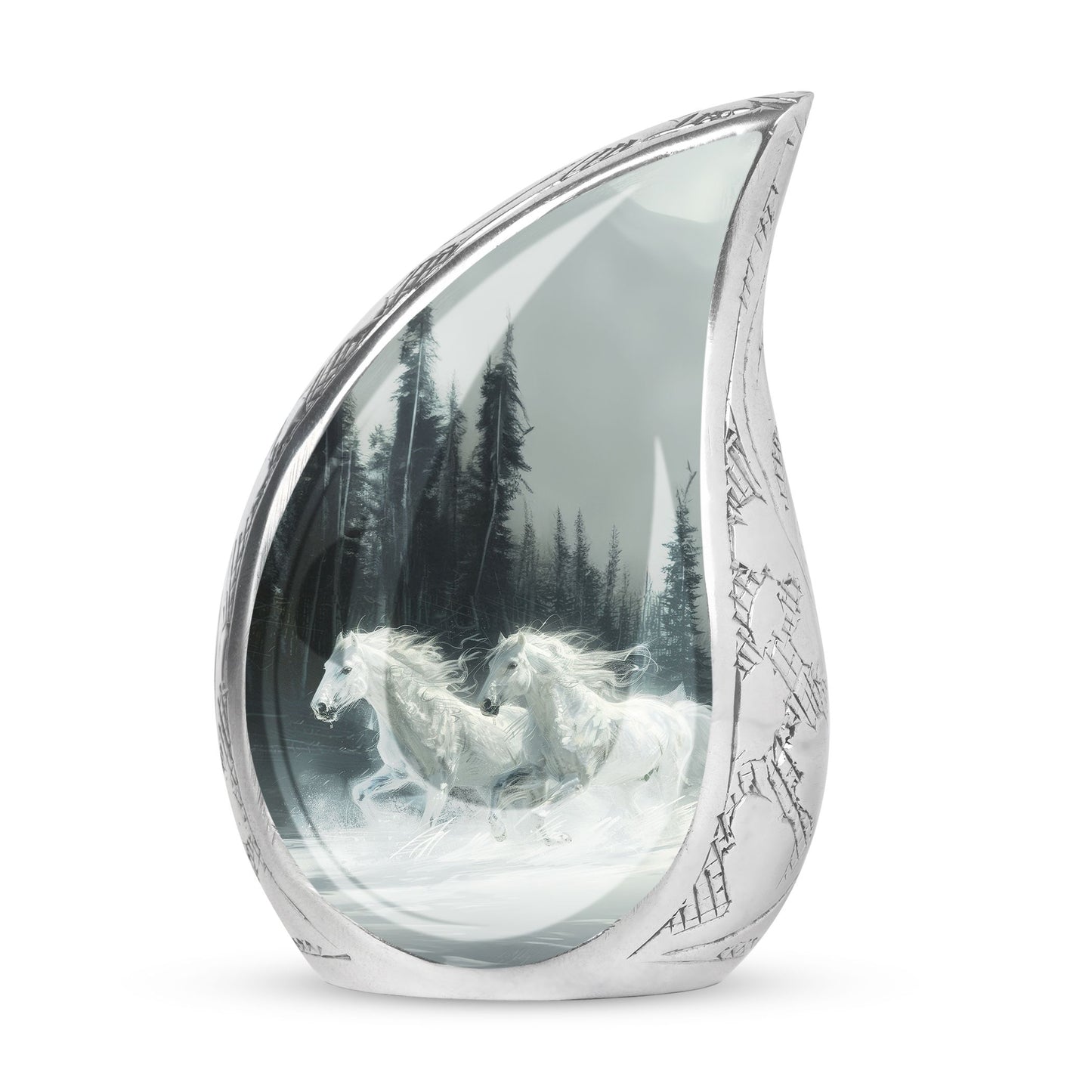 White Personalized Horse Cremation Urn for Human Ashes - 10-inch, 200 cu in - Yatskia