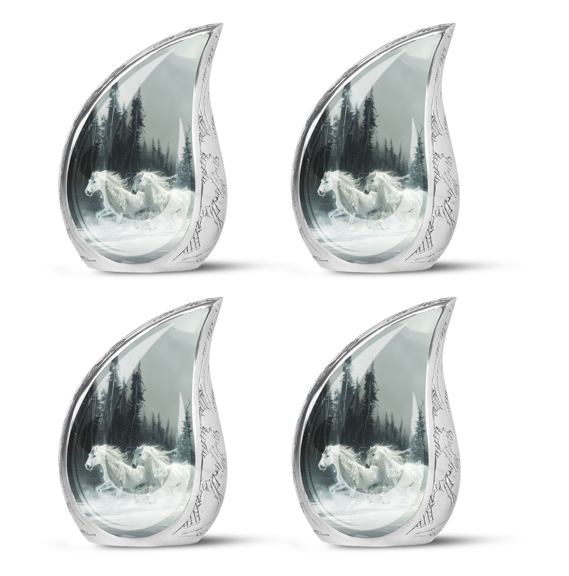 White Horse & Snow Urn - Urns For Human Ashes Adult Large