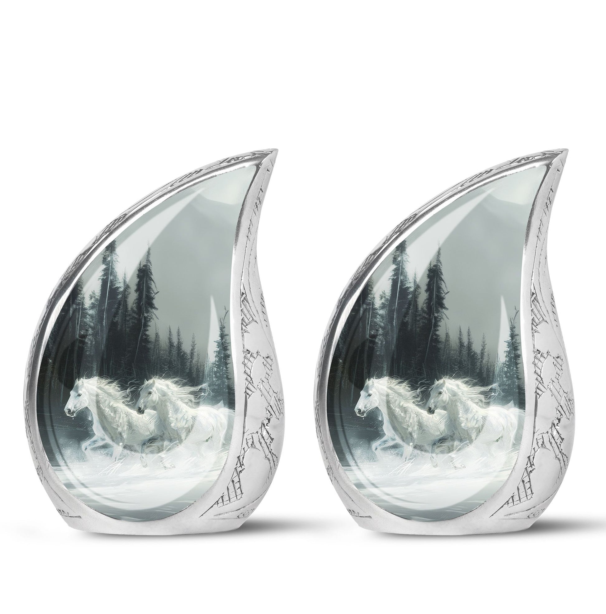 White Horse & Snow Urn - Urns For Human Ashes Adult Large