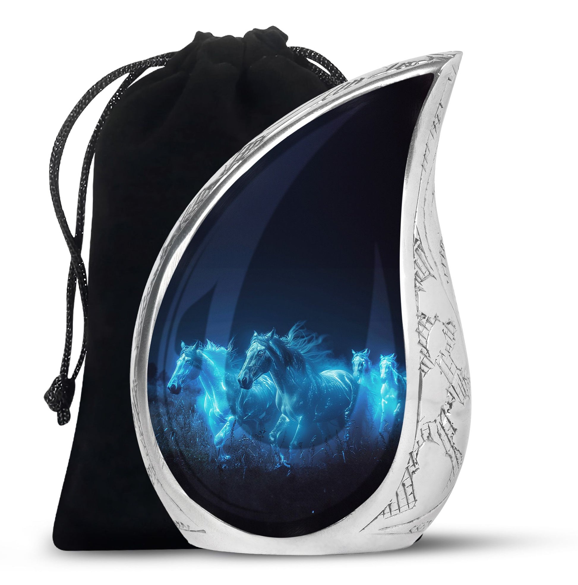 Horse Urn with Glowing Spirit Horses - Adult Large Urns