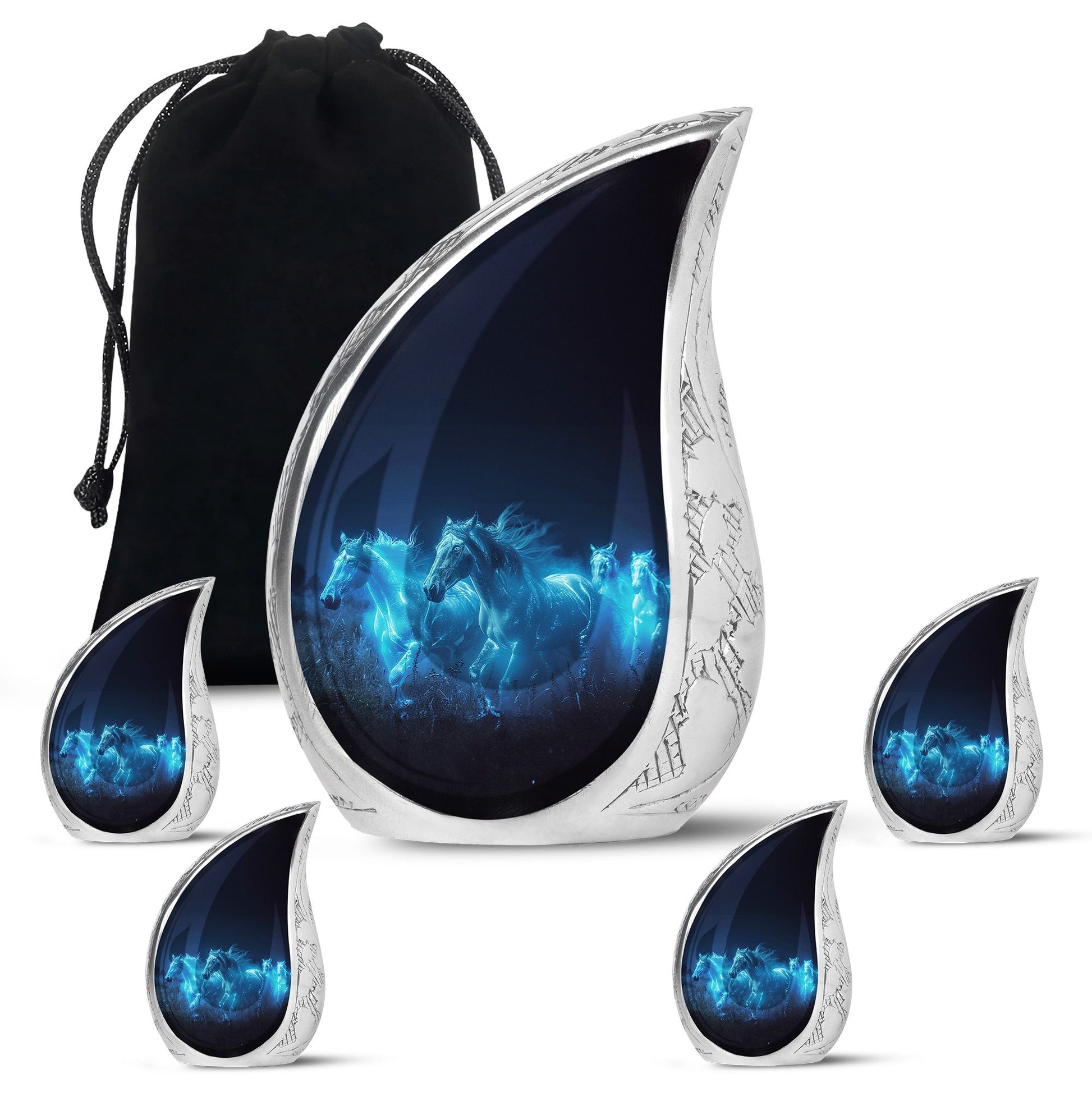 Horse Urn with Glowing Spirit Horses - Adult Large Urns