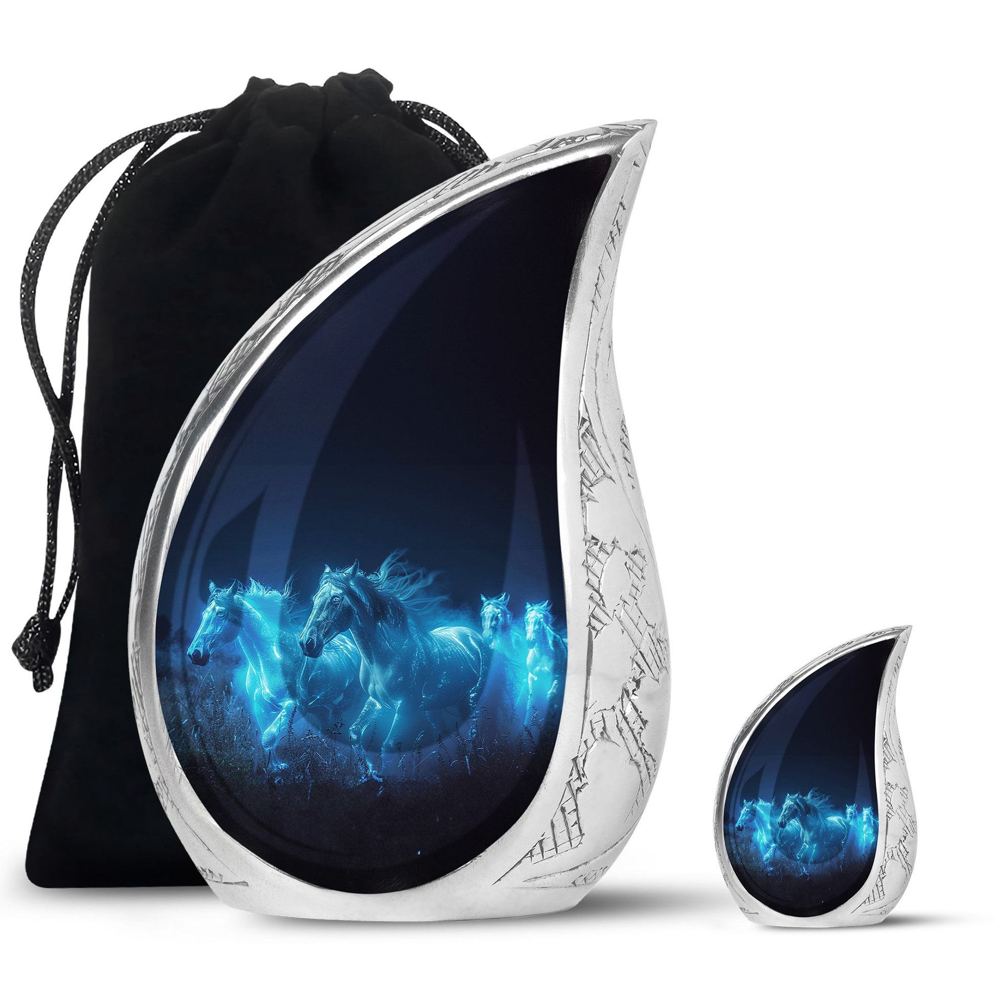 Horse Urn with Glowing Spirit Horses - Adult Large Urns