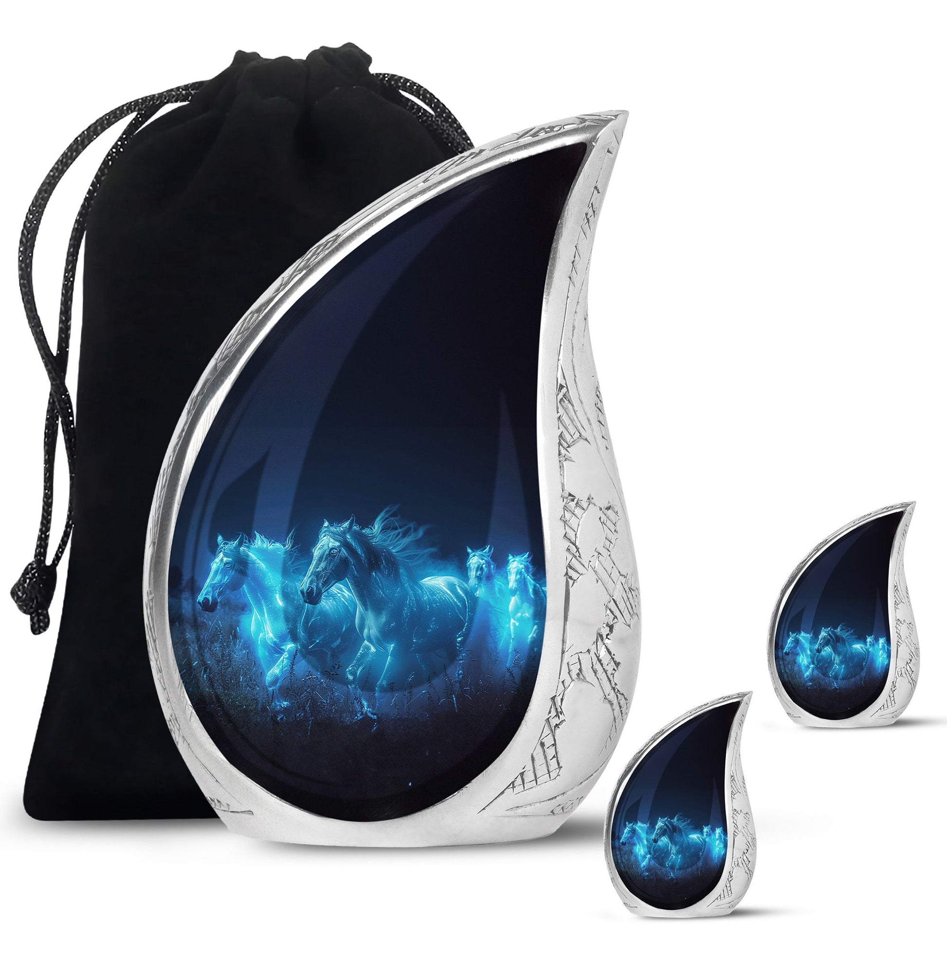 Horse Urn with Glowing Spirit Horses - Adult Large Urns