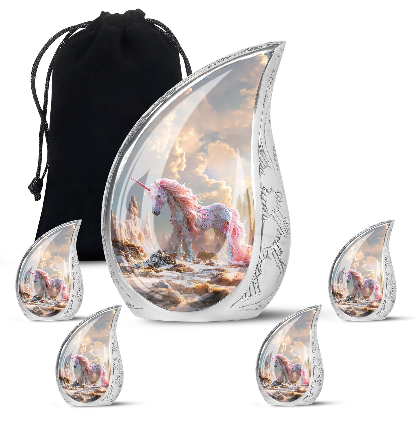 Personalized Unicorn Memorial Urn for Human Ashes - 10-inch, 200 cu in - Yatskia