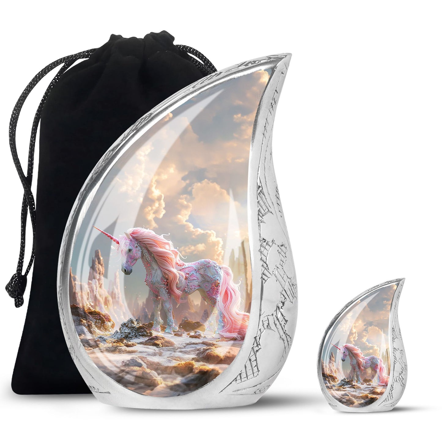 Personalized Unicorn Memorial Urn for Human Ashes - 10-inch, 200 cu in - Yatskia