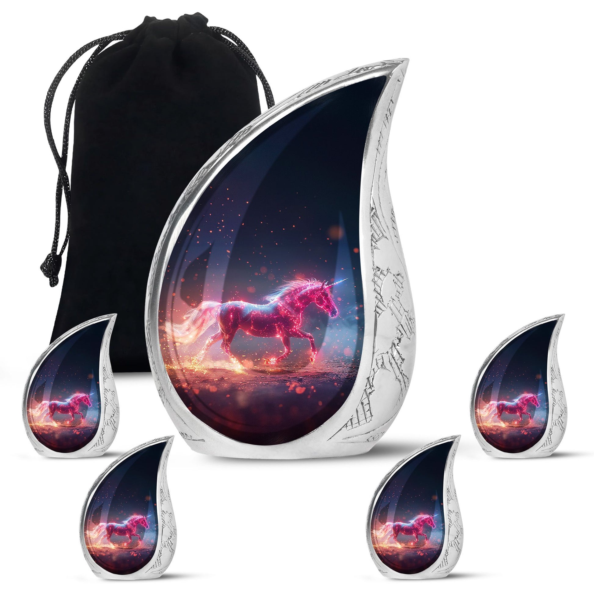 Sparkling Unicorn Cremation Urns Large & Small Combo For Women & Men