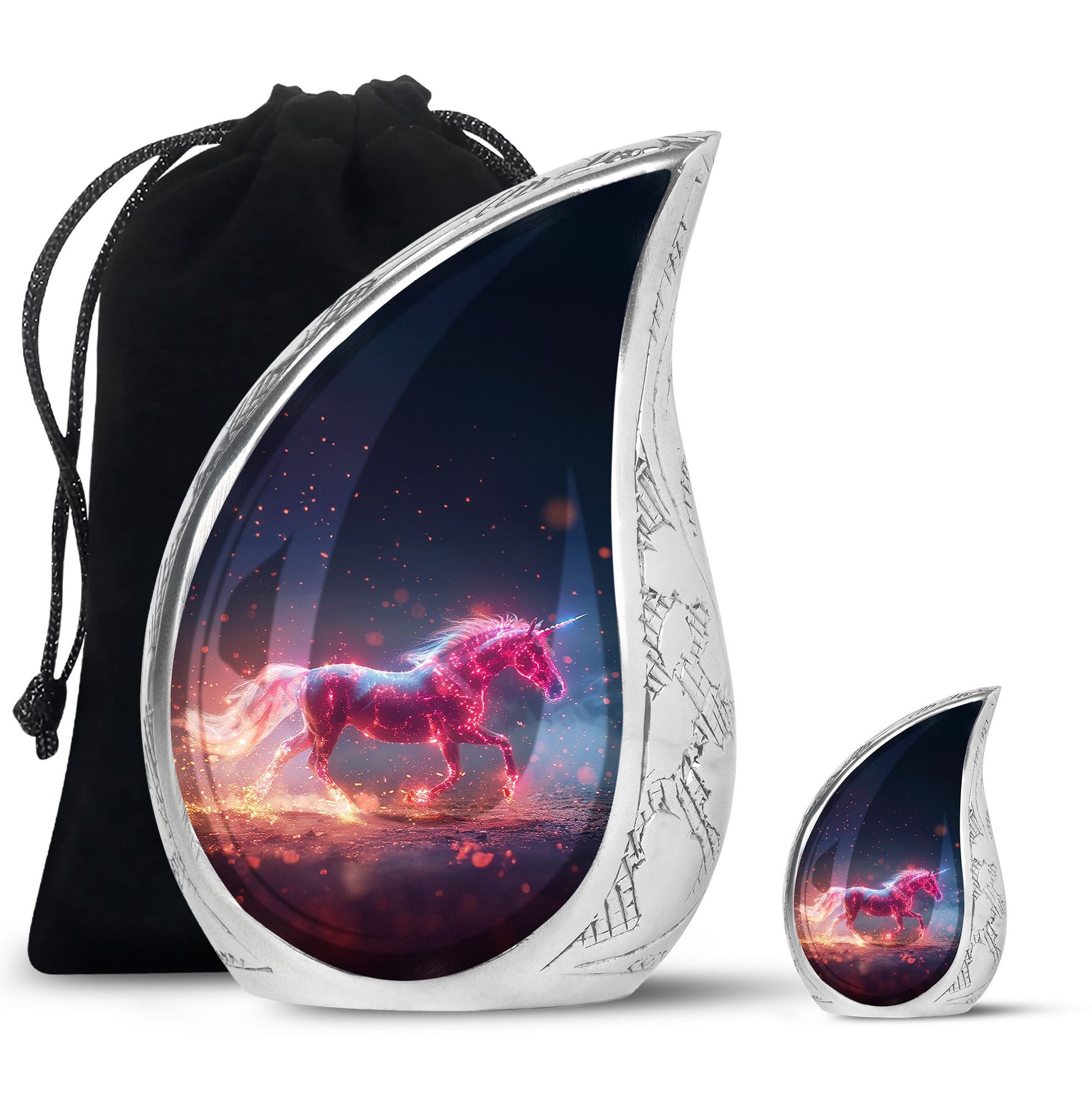 Sparkling Unicorn Cremation Urns Large & Small Combo For Women & Men