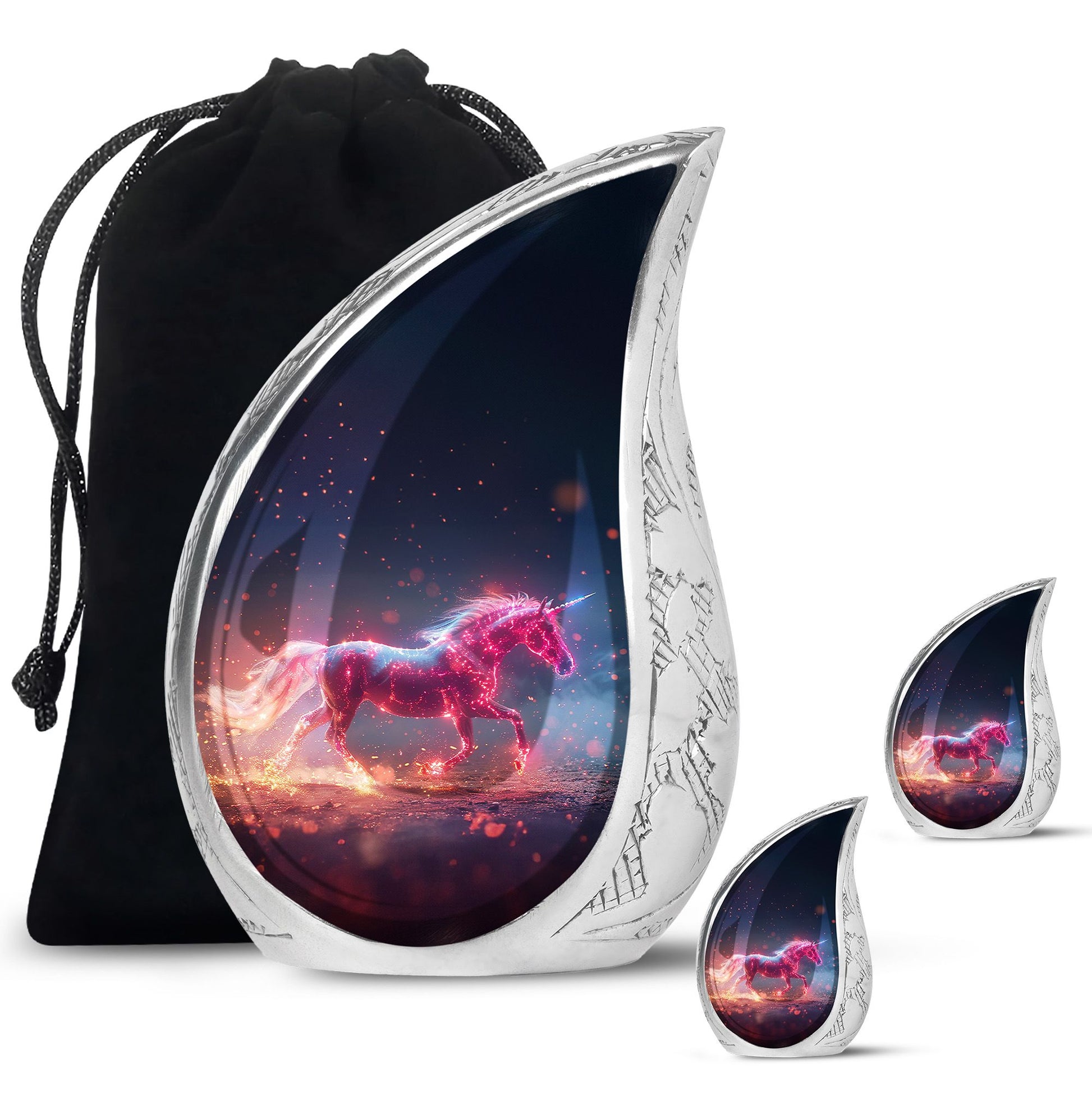 Sparkling Unicorn Cremation Urns Large & Small Combo For Women & Men